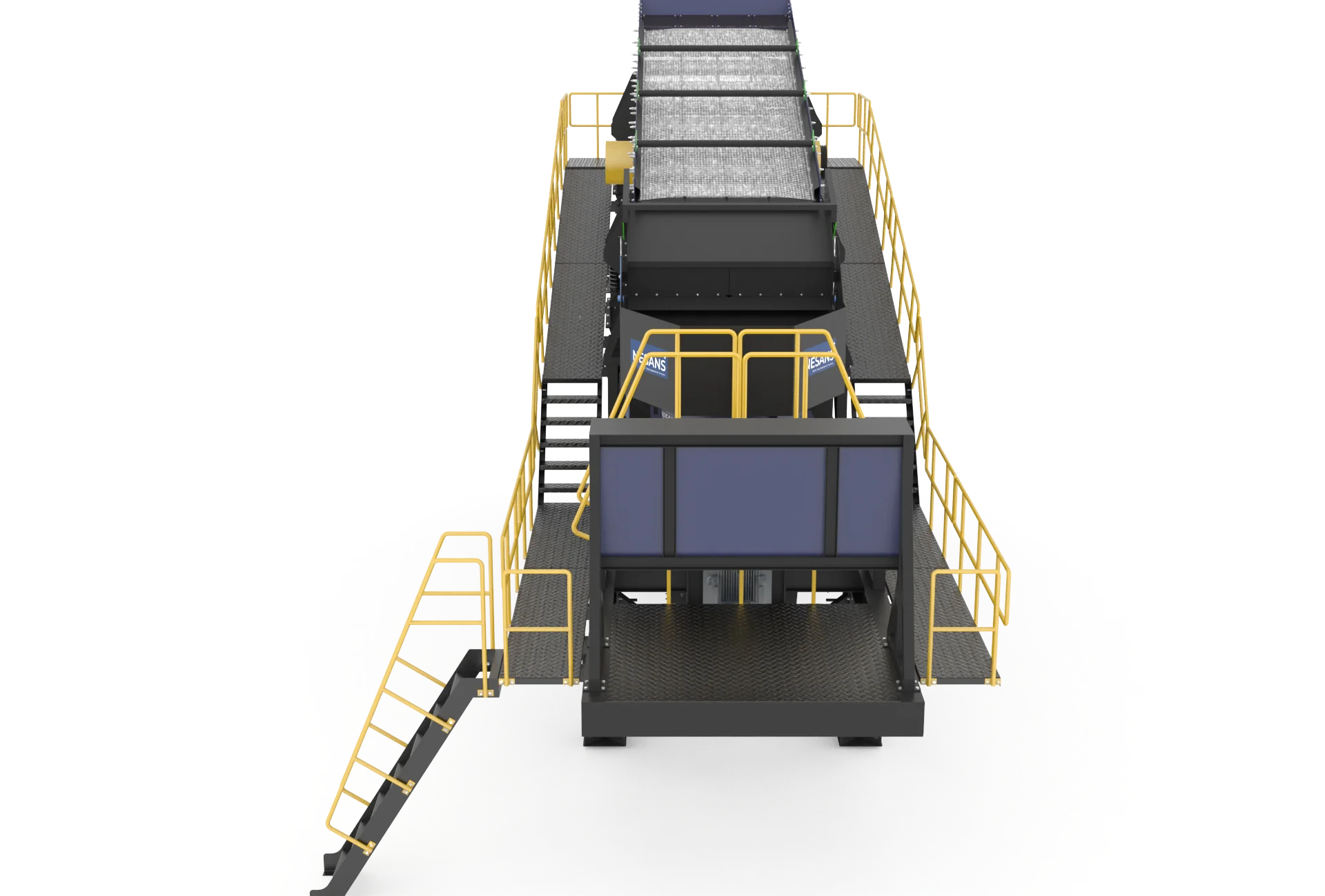 Mobile VSI Crusher top view showing feed hopper and VSI rotor assembly