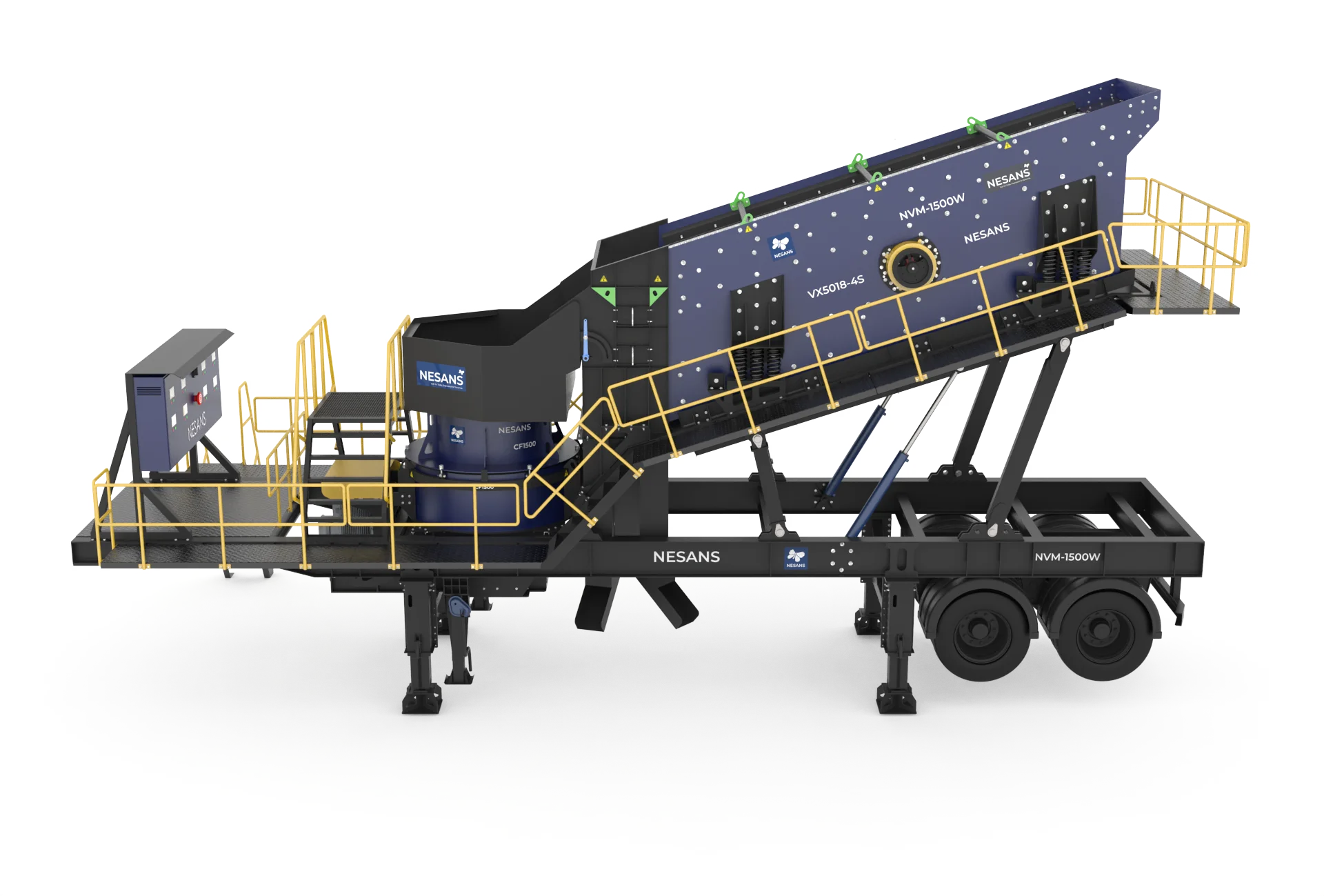 Mobile VSI Crusher complete unit showing VSI chamber and control panel