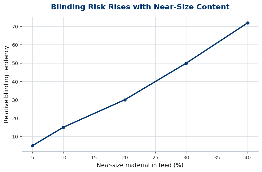 Line chart of blinding tendency rising sharply with near-size content in the feed
